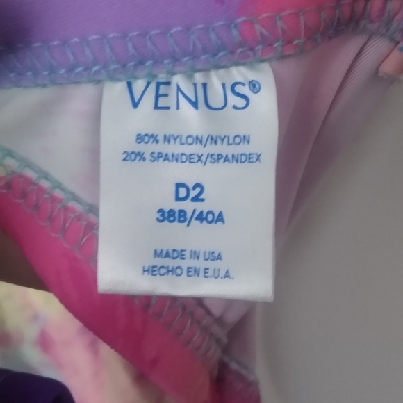 Venus Multicolored Palm Print Bikini Set Top Size 38B/40A Bottom Size 12 - Picture 3 of 4